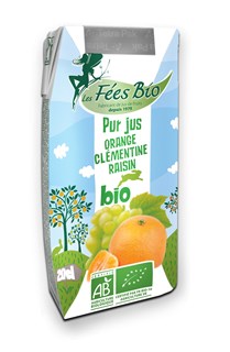 Les Fées Bio Jus orange clémentine raisin bio 20cl - 8007